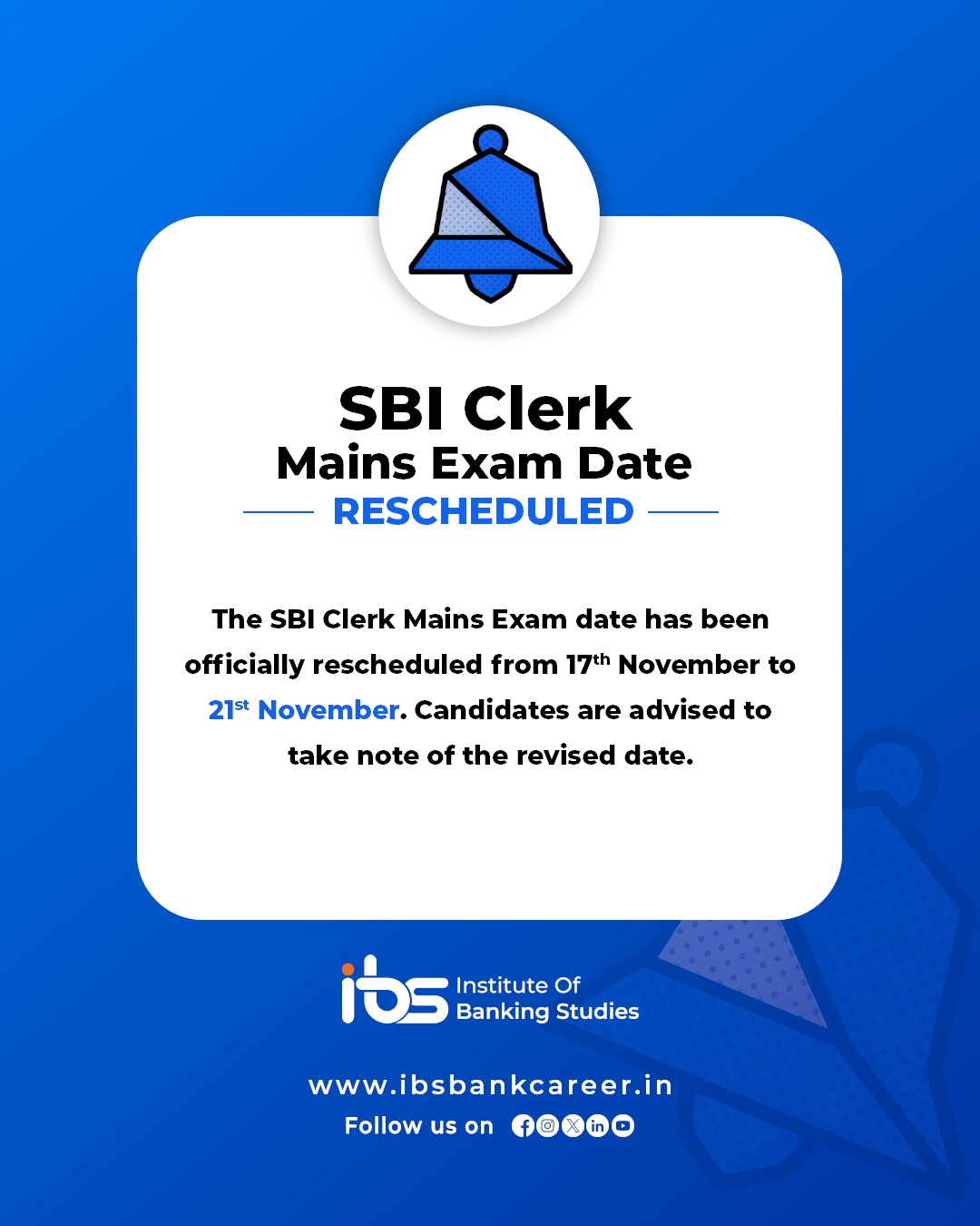 SBI Clerk Mains Exam Date RESCHEDULED