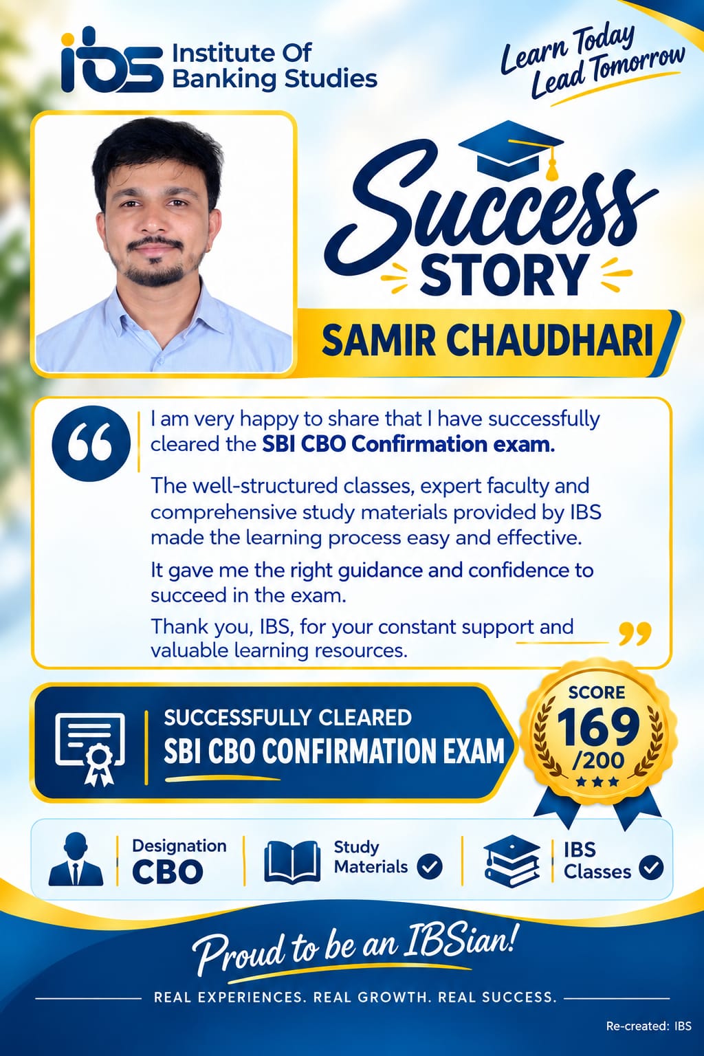 SBI CBO Confirmation exam.